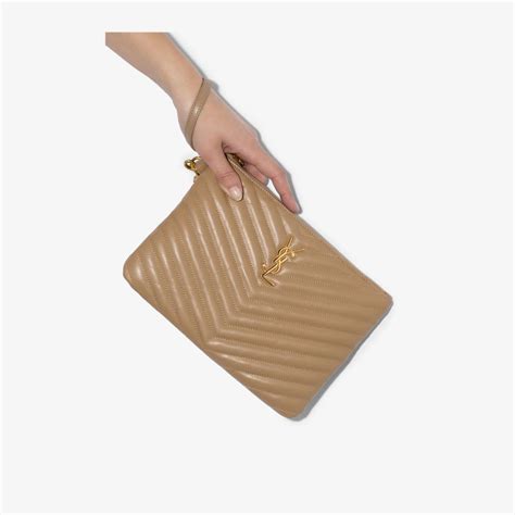 beige ysl clutch